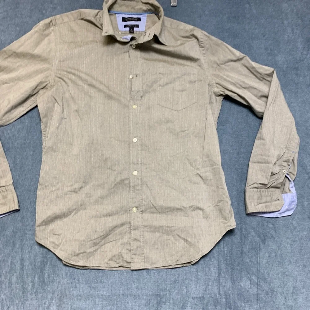 Banana Republic Flannel Shirt Mens Large Green Custom Wash Button-Down Grant Fit